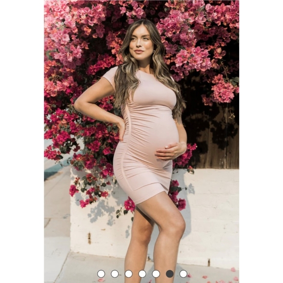 Blanqi Everyday Cap Sleeve Maternity Dress - Frosty Pink - Picture 5 of 9